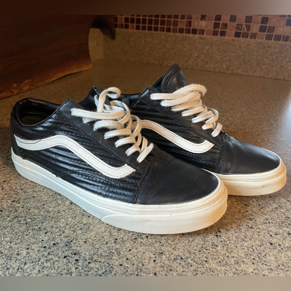 Vans Black and White leather sneakers